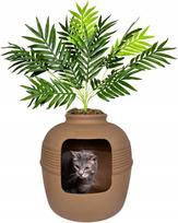 Katinų tualetas vazonėlyje Good Pet Stuff su dirbtiniu augalu, rudas, 50 cm