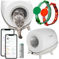 Savaime išsivalanti kačių dėžė Smart Cat su dviem antkakliais (su mikroschema) ir maišeliais