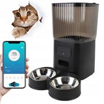 Automatinė kačių ir šunų maisto šėrykla su dviem dubenėliais ir Wi-Fi kamera
