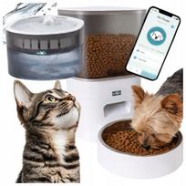 Automatinis 2 in 1 pašaras ir gertuvė katėms, 3 l maisto talpa, 2,5 l vandens fontanas, su balso funkcija, veikia su baterijomis