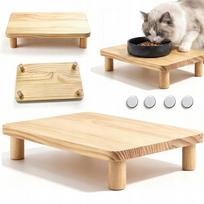 Medinis dubenėlių laikiklis katėms ir šunims, 34,3x20x6,1 cm