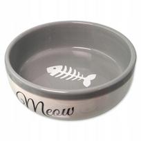 Keraminė dubenėlis katėms Miska Magic Cat, balta/pilka, 13,4x4 cm, 170 ml