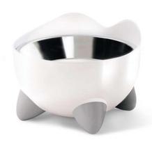 Kačių dubenėlių rinkinys PIXI su stovu, balti, 0,2 l (keramikinis ir metalinis)