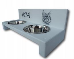 Vandens ir maisto dubenėlio stovas katėms BUFFET, 0,45 l, su personalizacija