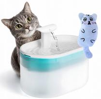 Katinų fontanas, 2,1 l, tylus, baltas, su filtru ir žaislu
