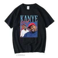 Kanye West Duoklė Manga Vintažiniai Unisex Juodi Marškinėliai Vyriški Marškinėliai Laisvalaikio Retro Grafiniai Marškinėliai Medvilniniai Marškinėliai Vyras Moteris T-shirt Viršūnės S blue