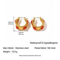 Ying Tai Women's Retro Ruby Stainless & Titanium Steel Earrings, High Polish 18K Gold-Plated, Fade-Resistant Natural Stone. beige