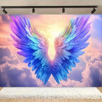 1 vnt. 3D angelo sparnų sienos dekoracija - Ryški daugiaspalvė poliesterio dekoracija, tinkama vestuvėms, gimtadieniams ir šventiniams renginiams (as the picture,180x230cm) blue