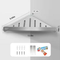 Factory Heavy Duty Durable SUS304 Stainless Steel Built-in Corner Storage Shelf Wall Mount Triangle Shower Shelves for Bathroom (as the picture,24*24*2.9 cm) gray