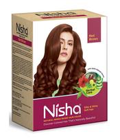 Nisha Natural Henna Powder Hair Colour (Red Brown) | Permanent Herbal Color | Conditioning Formula for Silky & Shiny Hair | for Men & Women | 90 g black