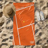 1pc French Open Tennis Court 2D Printed Microfiber Beach Towel, quick dry super absorbent. Great for beach, pool 130x80cm gray
