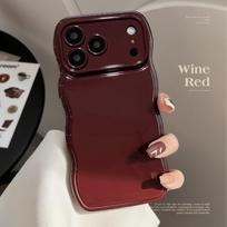 Vintage burgundy iPhone 15 case suitable for iPhone 17, premium 11, 16 Pro Max, wavy edge, 12 solid color 12pro max (6.7) gray