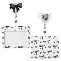 Bow Print ID Badge Holder ABS Card Holder New Name Tag Holder  School Office Supplies juoda