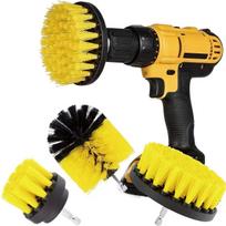 3-Piece Electric Drill Cleaning Brush Set Yellow and Black Brush; 3 pcs black