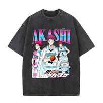 Kuroko's Basketball Vintage Anime Graphic Print Unisex Manga Loose Men's Vintage Pure‑Cotton High‑Quality T-shirt S black