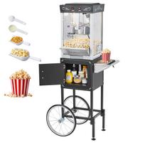 VEVOR Popcorn Machine with Cart, 0.2kg Stainless Steel Kettle, 800W Commercial Popcorn Maker, 48 Cups per Batch Theater Style Popper juoda