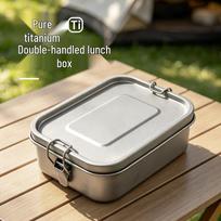 Pure Titanium Rectangular Sealed Lunch Box for Outdoor Camping and Picnics 800ml No Handle black