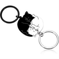 Apkabinantis katinų pora raktų pakabukas pakabinamas papuošalas įsimylėjėlių raktų pakabukas derantis katinų raktų pakabukas Valentino dienos dovana 1 Pair black