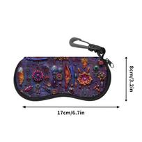 Boho Feather Print Protective Sunglasses Case, Vintage Tribal Pattern Eyeglasses Storage Pouch, Zipper Travel Eyewear Bag, Stylish Spectacle Holder 0.17mX0.08m blue
