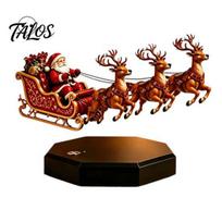 Kalėdinė židinio puošmena Plaukiojanti Kalėdų Senelio rogutė, Skraidanti rogutė Magnetinės levitacijos dekoracijos, Keista Kalėdinė stalo figūrėlė Claus ornamentas EU brown