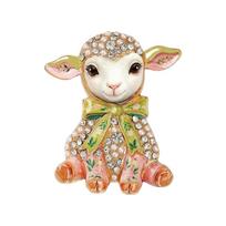 Year Of the Goat Sheep Crystal Brooch Enamel Lapel Zinc Zinc Alloy Pin Elegant Lamb Badge Pin  Couples