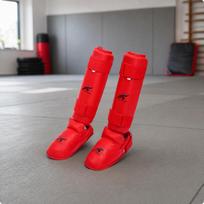 Karate blauzdos apsauga Lengva pėdos apsauga Reguliuojama Xs raudona