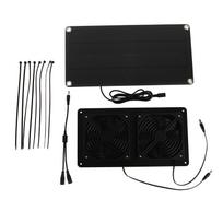 12V 10W saulės energijos ventiliatoriaus rinkinys Monokristalinis silicio 3W dvigubo aušinimo ventiliatorius automobiliui, šiltnamiui black