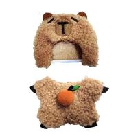 Capybara Plush Clothes Suit for 17cm Labubu Doll Cartoon Toy Costume Stuffed Doll Clothing Romper Labubu Clothing Set NO DOLL beige