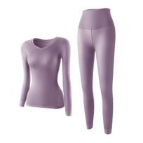 Terminių apatinių rinkinys moterims Ilgos kelnės Pagrindinio sluoksnio rinkinys Ilgomis rankovėmis marškinėliai ir Leggings žiemai Šaltam orui XL brown