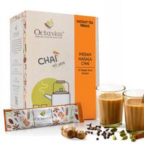 Octavius Masala Chai Instant Tea Premix Economy PacK - 50 Single Serve Sachets (15gm Each) | Authentic Indian Masala Tea | Ready-To-Drink Chai Po orange