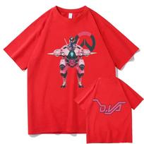 Overwatch 2 D.Va Fusion Cannons Tshirts Loose Women Unisex O-neck T-shirt Streetwear Game Graphic Printing Clothing Casual Female S pink