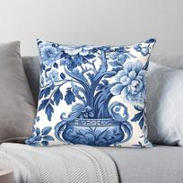 Blue And White Chinoiserie Square Pillowcase Polyester Linen Velvet Creative Zip Decor Pillow Case Room Cushion Cover 18 30X30CM blue