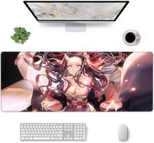 Mouse Pad Demon Slayer Large Gaming Anime Large Desk Pad Computer Non Slip Rubber Base Kimetsu No Yaiba Home Office Mouse Mat 30cmx80cm gray