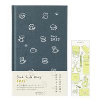 Midori Book Style Diary Planner 2027 B6 Variant Weekly Dog Pattern Limited Bookmark Navy (Starts January 2027) gray