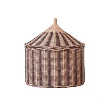 Nendinė pintinė su dangčiu, rankų darbo, saugojimui, pintas vaikams, mažiems vaikams, žaidimų kambariui, Light Blue S beige