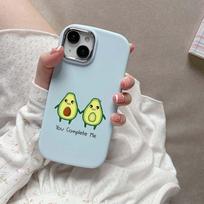 for iPhone 13 14 15 Pro Max Samsung Galaxy A14 A15 A24 Xiaomi 13T Redmi 12C Soft Chubby Phone Case NY8 Delicious Avocado art TPU Silicone cover OPPO Reno8T 5G gray