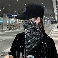 Punk apsaugos nuo saulės kaukė vyrams, moterims, vasarai, veidui, kaklui, apsaugai nuo UV spindulių, ausų šalikas Hip-hop lauko sportui dviračių tvarsčių šalikai black