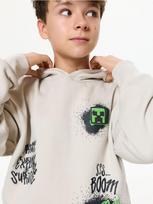 Sinsay - Oversize hoodie džemperis su spauda Minecraft - kūno spalva