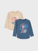 Sinsay - Medvilninė laisvo silueto marškinėliai ilgomis rankovėmis su spauda Spider-Man 2 pack - multicolor