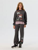 Sinsay - Sportinės jogger kelnės Hello Kitty and Friends x Powerpuff Girls - tamsiai pilka