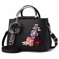Women Flower Designer Bag Leather Messenger Handbag Totes CLE 24x12x18cm raudona