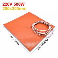 3D spausdintuvo silikoninis šildymo kilimėlis kvadratinis 220V šildymo kilimėlis 200x200MM/310x310MM 500W/750W Be/Su keturiomis tvirtinimo skylėmis orange