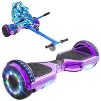 RCB Hoverboardas + Kartas 2-in-1 6,5 colio Bluetooth ir LED – Reguliuojamas kartingas – violetinė/mėlyna – idealus vaikų dovanų rinkinys