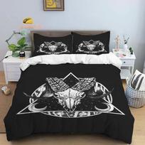 Demon Satan Evil Goat Logo Sheet Quilt Covers Bedding Dormitory Sheets Three-piece Bedding Set Three-piece Soft Warm Bedding Set 135x200cm