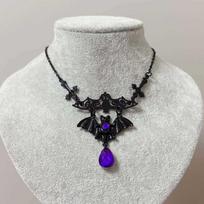 Victorian Cross Necklace With Amethyst And Ruby Gemstones For Gothic Womens Jewelry violetinė