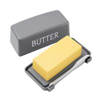 Reusable Plastic Butter Holder Nonslip Slicers Included Tight Sealing Lid Heat Resistant Construction For Organization beige
