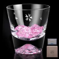 Mount Fuji Glass Rock Sakura Kiriko High Quality Handmade Craftsmen Paulownia Box 270cc 1 piece white