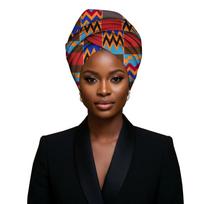 Ganos Kente audinio galvos skara Afrikos šventėms One Size 50cm x 180cm brown