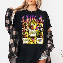 Chica Five Nights At Freddy's Shirt FNAF T-Shirt Cotton Game Tee T-Shirt Clothing Graphic Short Sleeve Shirt Unisex Men Women 3XL black