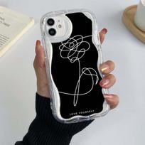 Samsung Galaxy A24 A54 A34 Xiaomi Poco X6 Pro Redmi 10C 13C Huawei Honor 90 Lite dėklai A18 Love Yourself Gėlių meno išskirtinis kremo raštas Minkštas dėklas Honor 90 Lite 5G white